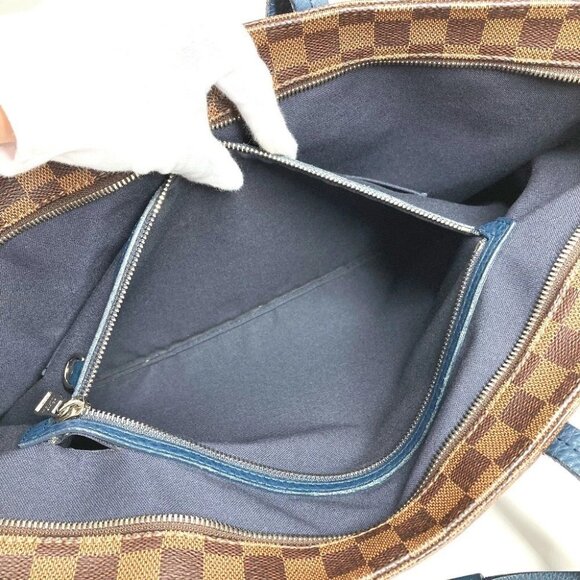 LOUIS VUITTON N41242 Damier Cabas Bag Tote Bag Large Shoulder Bag Brown/Navy - Picture 14 of 16